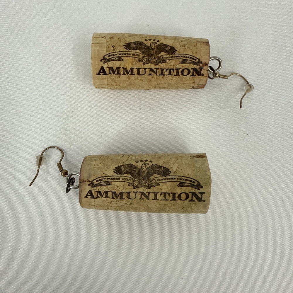 Genuine Wine Cork Earrings From Ammunition Wines Star Stamped Handmade